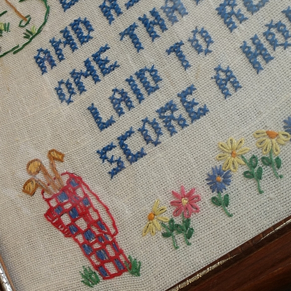 Sampler/needlework,Golfers Prayer,EUC, vintage - Picture 3 of 7